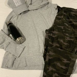 90 DEGREE BY REFLEX  |   HEATHER GRAY COWL NECK SWEATSHIRT TOP   |  XL